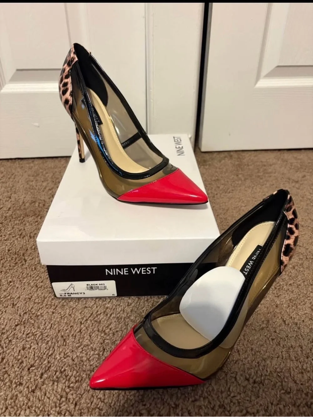 Nine West Red, Black and Leopard Pointed Pump - Picture 1 of 1